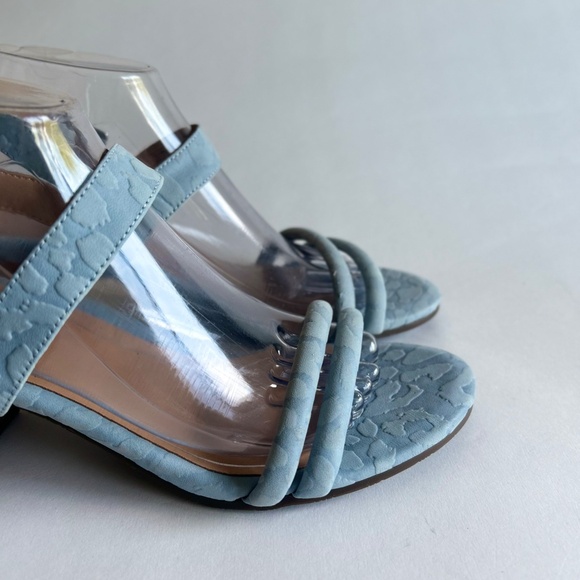 New Vionic Blue Manmade Leather Ankle Strap Heeled Sandals size 9 - Picture 16 of 16